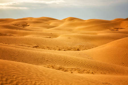 sandy desert and blue skyの写真素材
