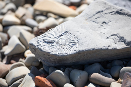 Stones with imprints of ancient mollusksの写真素材