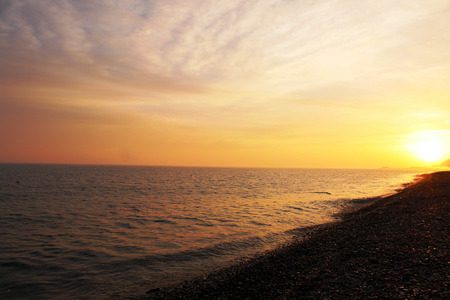 Beautiful summer sunset at the seasideの写真素材