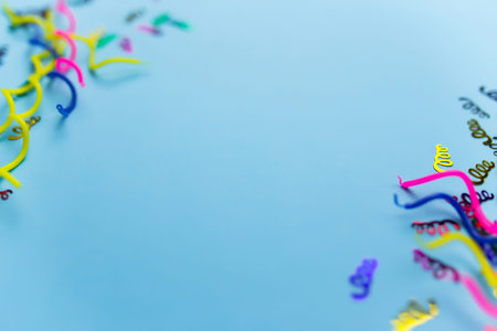 Different Christmas decorations on the blue background