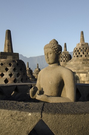 Statue Buddha, Borobudur, Java.breathtaking sunrise in Borobudur  Indonesia - Java. の写真素材