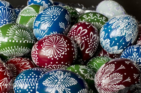hand-decorated eggs for Easterの写真素材