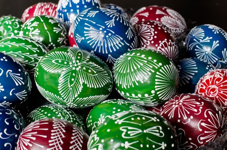 hand-decorated eggs for Easterの写真素材