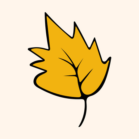 Graphic vector illustration of a yellow leaf on a beige background.のイラスト素材