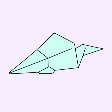 Vector graphic illustration of a green paper airplane on a pink background.のイラスト素材