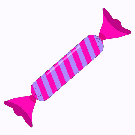 Candy in pink and purple packaging on a white background.のイラスト素材