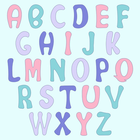 English alphabet fonts in different colorsのイラスト素材