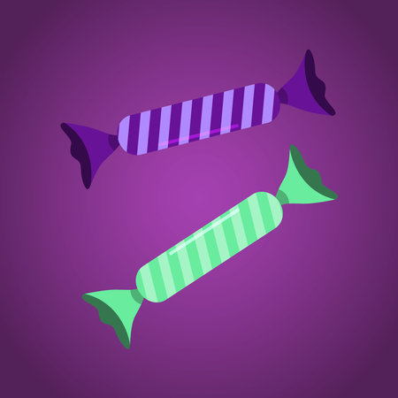 Halloween candy on a dark background, traditional Halloween design element.のイラスト素材