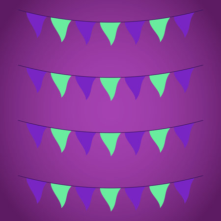 Halloween flags on dark background, traditional Halloween design element.のイラスト素材