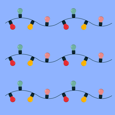 Christmas decorations with bright light garlands.のイラスト素材
