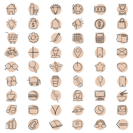 Set of 54 vector iconsのイラスト素材