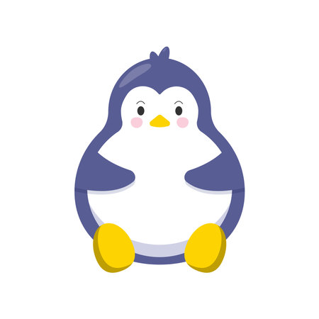 Cute cartoon penguin on a white backgroundのイラスト素材