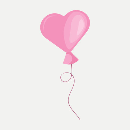 Pink balloon in the shape of a heart on a white background.のイラスト素材