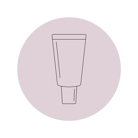 Vector icon of a tube of cream in a pink circle on a white background.のイラスト素材