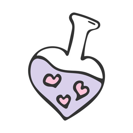 Doodle love potion in a flask. Valentine's day.のイラスト素材
