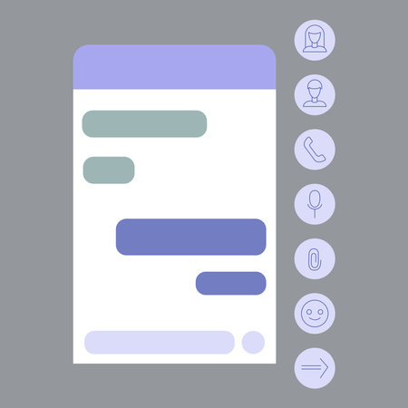 Chatbot or messenger dialog boxes with empty text fields. Flat design for customer support.のイラスト素材