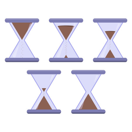 Infographic from an hourglass. A set of purple hourglasses.