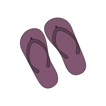 Vector flat illustration of a purple summer flip-flops icon on a white background.のイラスト素材