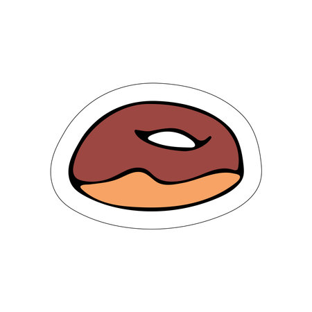 A sticker with the image of a donut on a white background.のイラスト素材