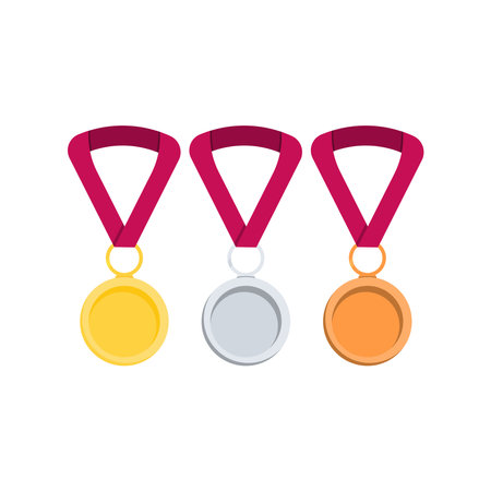 An illustration from a set of sports medals - gold, silver, bronze.のイラスト素材