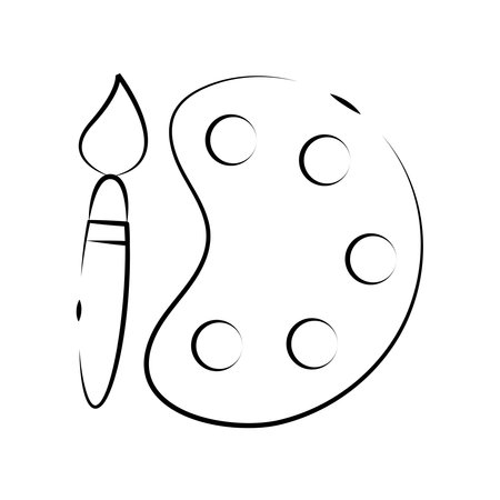 Vector icon palette and art brush editable on a white background.のイラスト素材