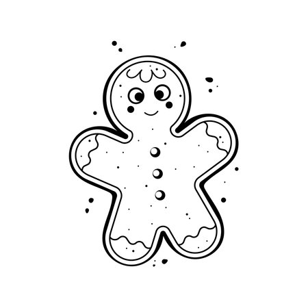Vector illustration in a flat gingerbread man style on a white background. Christmas pastries. Christmas cookies and gingerbread man.のイラスト素材