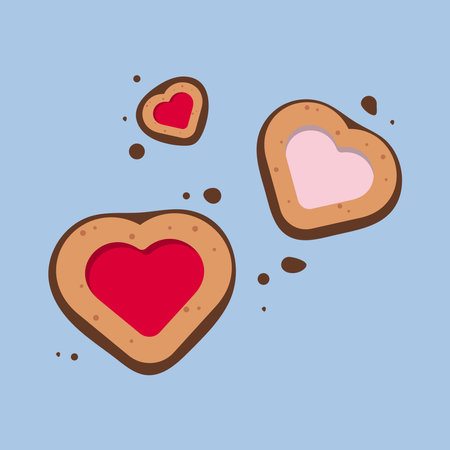 Christmas cookies in the shape of hearts. Vector illustration of Christmas gingerbread.のイラスト素材