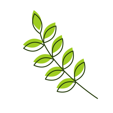 Vector linear illustration of eco green tree branch icons on a white background.のイラスト素材