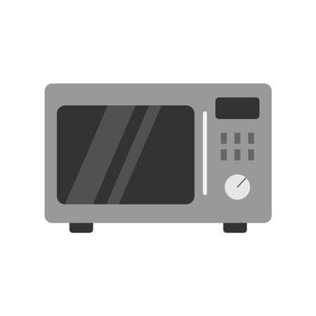 Vector illustration of a gray microwave oven, kitchen appliances in a flat style.のイラスト素材