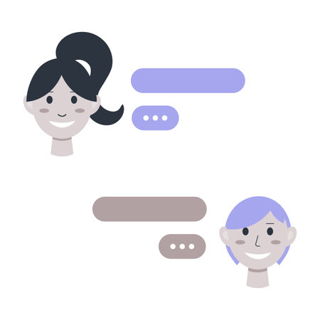 Smartphone chat messages. Vector illustration of a chat page, communication between a man and a woman.のイラスト素材