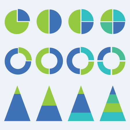 A vector set with diagrams, statistics columns, line graphs and diagrams for presentations and financial reports.のイラスト素材