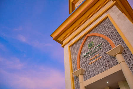Tower of Hubbul Wathan Mosque, Islamic Centre of West Nusa Tenggara, Lombok, Indonesiaの写真素材
