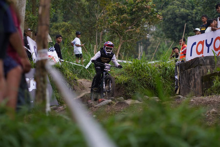 Downhill Bike Festival in Yogyakarta Teras CAF. A participant in the Mountain Bike Festival who is...