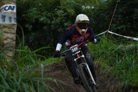 Downhill Bike Festival in Yogyakarta Teras CAF. A participant in the Mountain Bike Festival cycles...