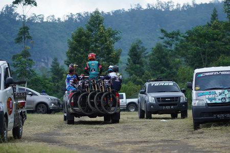 Downhill Bike Festival in Yogyakarta Teras CAF. A participant in the Mountain Bike Festival cycles...