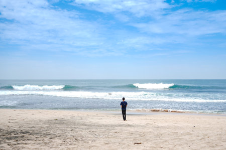 Beautiful view of Watu lumbung beach in Gunung kidul, Yogyakarta. White sandy beach.の写真素材