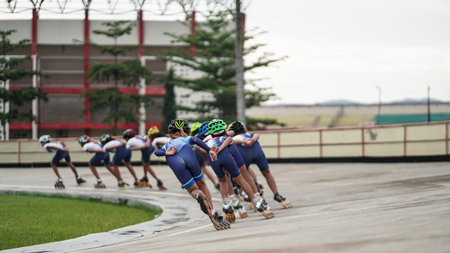 close up the name of the roller skating team from the city of Bantul. BANTUL, Indonesia - 28 February 2021.のeditorial素材
