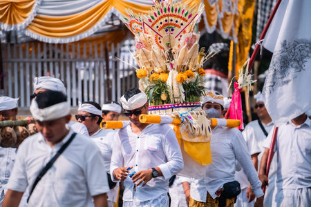 Bali, Indonesia - 08 March 2024: Thousands of participants walked in a procession celebrating...