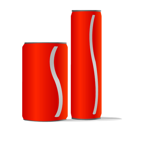 two red aluminum cans with one white line isolated backgroundのイラスト素材