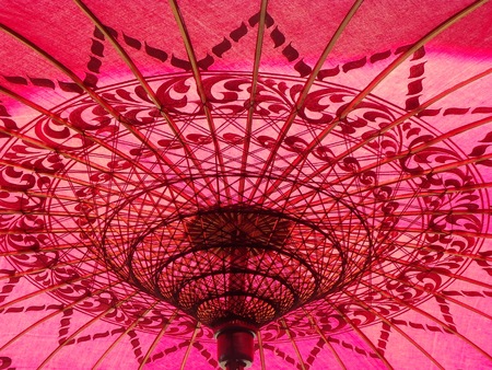 Traditionnel sunshield in Myanmarの写真素材