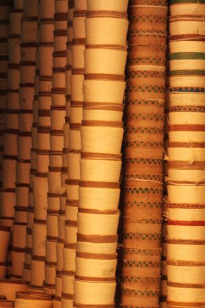 Stack of threads stored ready to get sell on marketの写真素材