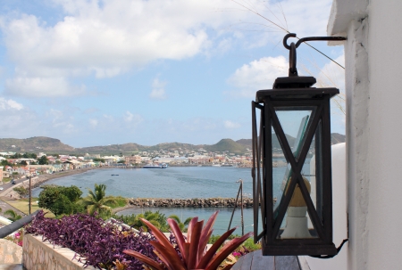 A beautiful view of the port city of Basseterre on the Caribbean island of St  Kitts, BWIのeditorial素材