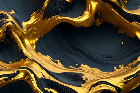 3d render, abstract background, golden liquid flow, liquid wavesの写真素材