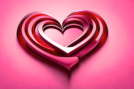 Heart on a pink background. 3D illustration. Valentine's Day.の写真素材