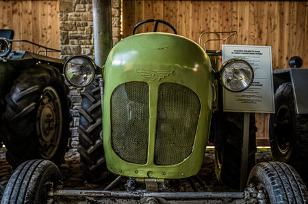 Museum of the Radom Countryside. August 18, 2021. Antique agricultural machinery, tractors, tractors.のeditorial素材