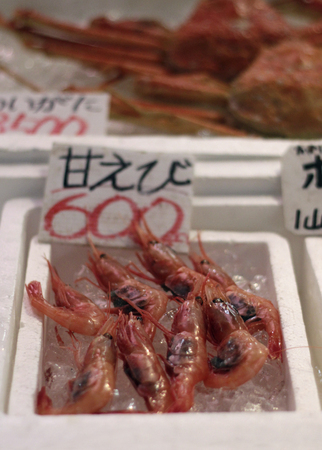 Delicious sea food on a Japanese fish marketの写真素材