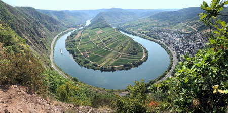 View over a bend of the river Moselle in Germany