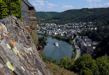 View over the city of Cochem in the Mosel region of Germanyのeditorial素材