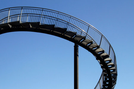 Steep metal stairs with curves