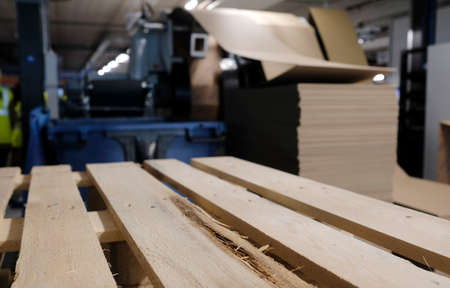 Selective focus inside a logistics and distribution centerの写真素材